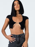 back view of model wearing Princess Polly Westside Crop Black 