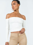 product Princess Polly Full Sleeves Asymmetric Neckline  Katandra Off Shoulder Top Ivory