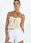 product Princess Polly Full Sleeves Asymmetric Neckline  Lyliana Strapless Top Cream