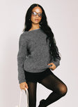 product Princess Polly Abrams Rib Knit Crew Sweater Charcoal Marle 