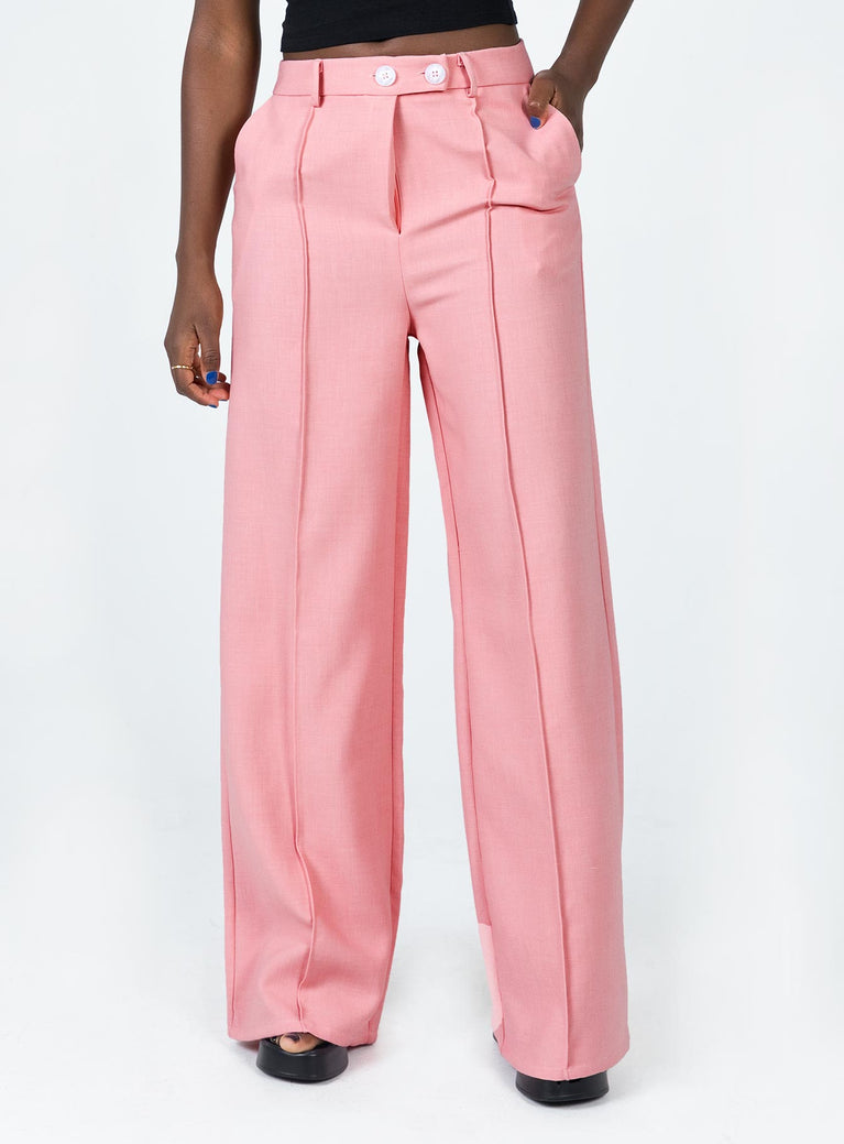 front view of model wearing Princess Polly Last Call Pants Pink 