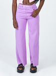 front view of model wearing Princess Polly Rodrigo Denim Jeans Purple Mid Rise 