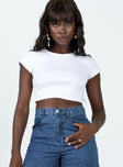 product Princess Polly Short Sleeves Crew Neck  Classic Crop Tee White Petite