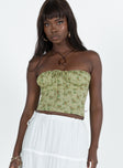 product Princess Polly Sleeveless Asymmetric Neckline  Rizzi Top Green Floral