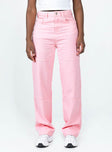 Front view of model wearing  front Princess Polly Mid Rise  Copeland Jeans Pink