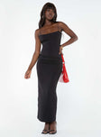 Front view of model wearing  front Princess Polly Square Neck  Taree Maxi Dress Black