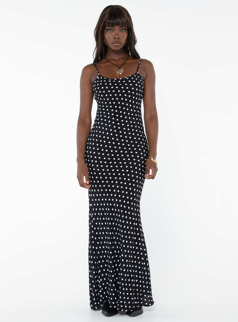 product Princess Polly Crew Neck  Luncheon Maxi Dress Black Polka Dot