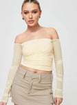 product Princess Polly Full Sleeves Square Neck  Sallo Off The Shoulder Top Yellow