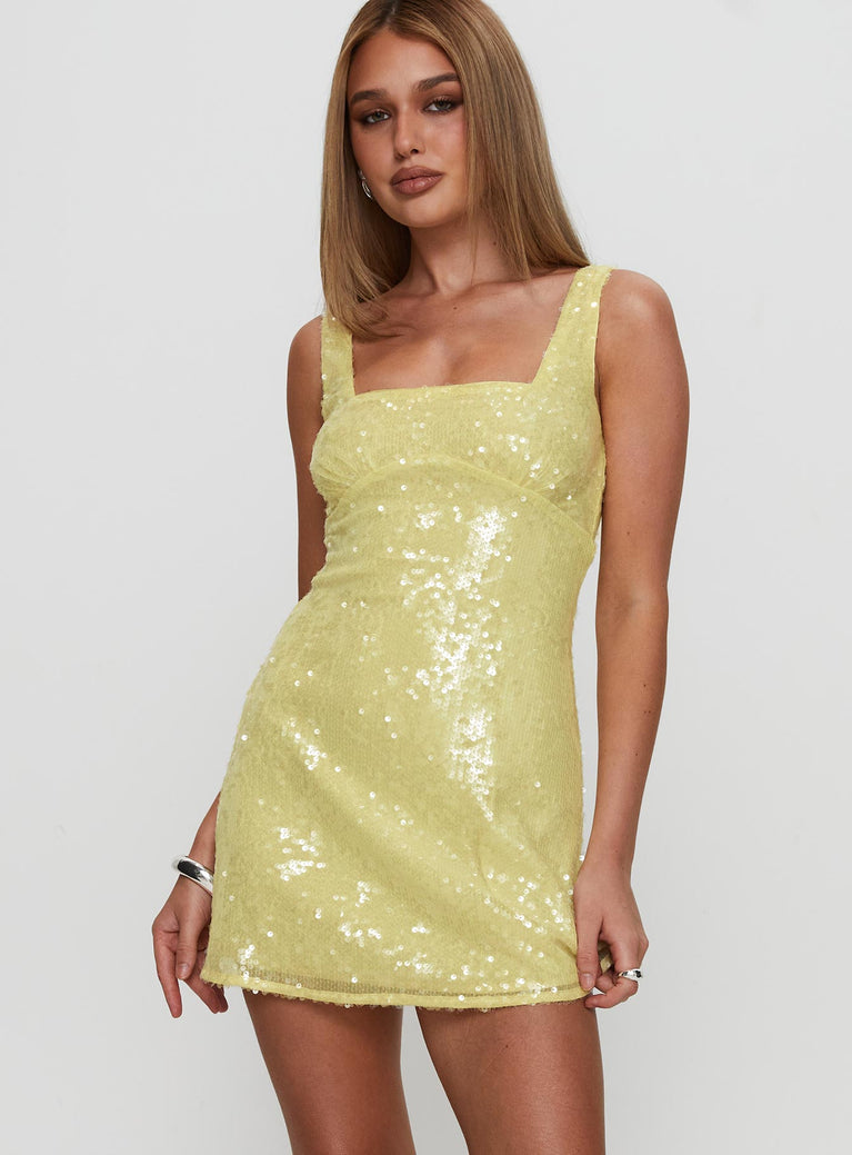 Dasha Mini Dress Yellow Sequin