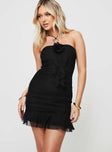 product Princess Polly Asymmetric Neckline  Arien Strapless Mini Dress Black