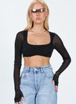 product Princess Polly Full Sleeves Square Neck  Harbord Long Sleeve Crop Top Black