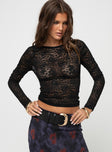 product Princess Polly Full Sleeves Square Neck  Sardi Long Sleeve Lace Top Black