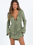 product Princess Polly Crew Neck  Malop Long Sleeve Mini Dress Sage