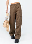 product Princess Polly High Waisted Pants  Fallout Mid Rise Cargo Pants Brown