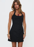 Mallorie Halter Mini Dress Black