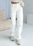 Front view of model wearing  front Princess Polly Mid Rise  Kapala Cargo Jeans White