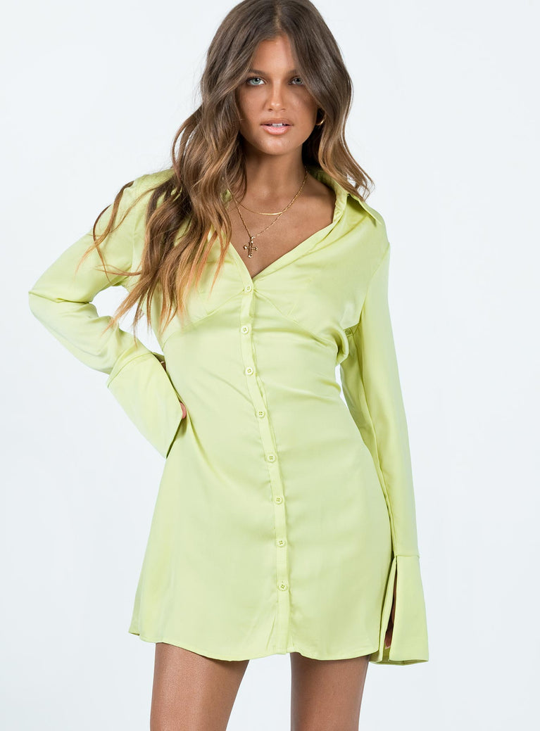 product Princess Polly V-Neck  Posy Long Sleeve Mini Dress Green