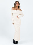 product Princess Polly High Neck  Louden Off The Shoulder Maxi Dress Cream