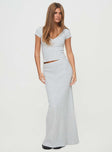   front view of model wearing Princess Polly Just Like That Maxi Skirt Grey Maxi 