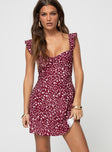 product Princess Polly Sweetheart Neckline  Landon Mini Dress Burgundy Floral