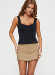 front view of model wearing Princess Polly Superia Cargo Skort Taupe High Waisted Shorts 