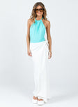   front view of model wearing Princess Polly Anisha Tie Maxi Skirt White Maxi 