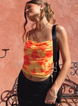 back view of model wearing Princess Polly Summer Nights Top Multi Sleeveless Cowl 