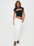   front view of model wearing Princess Polly Ring Her Up Lace Wrap Maxi Skirt White Maxi 