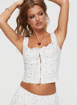 front view of model wearing Princess Polly Traycie Corset Top White Sleeveless Square Neck 