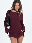 product Princess Polly Asymmetric Neckline  Lukea Long Sleeve Mini Dress Mauve