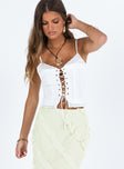 product Princess Polly Full Sleeves Crew Neck  Amitri Lace Up Top Ivory