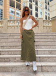 product Ferguson Parachute Maxi Skirt Khaki Princess Polly  Midi Skirts 