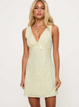 Faithfully Embroidered Mini Dress Beige