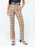 front view of model wearing Princess Polly The Taffie Pants Brown 