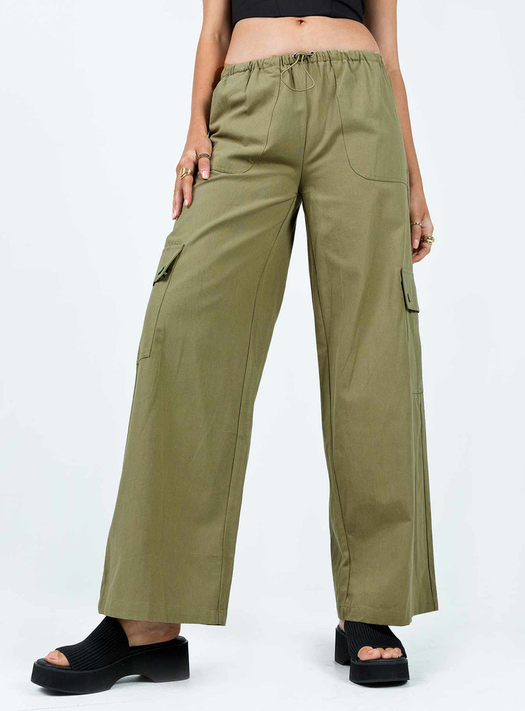 product Princess Polly High Waisted Pants  Mackey Cargo Utility Pants Khaki