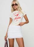   front view of model wearing Princess Polly Blooma Mini Skirt White Mini Skirts 