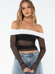 product Princess Polly Full Sleeves Square Neck  Pillar Off The Shoulder Top Black / White