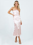 product Princess Polly Crew Neck Crew Neck  Barnsley Strapless Midi Dress Pink / Floral