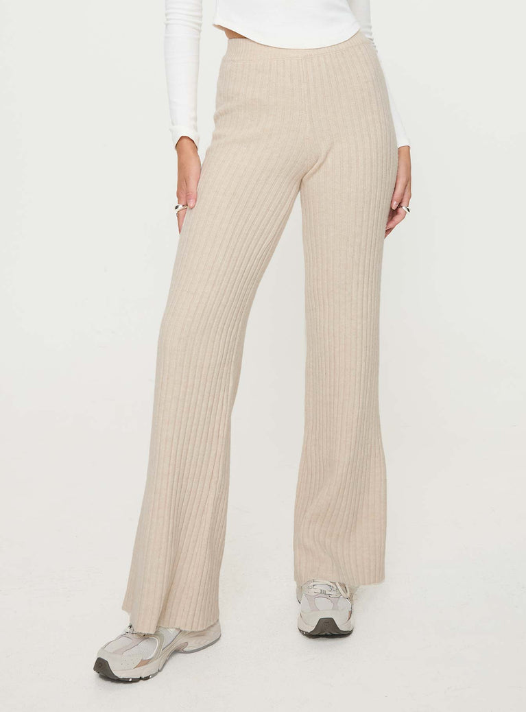 product Princess Polly High Waisted Pants  Montana Knit Pants Cream