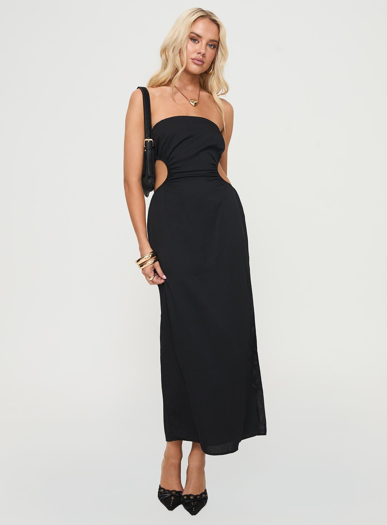 Shop Formal Dress - Tailor Strapless Maxi Dress Black fifth image