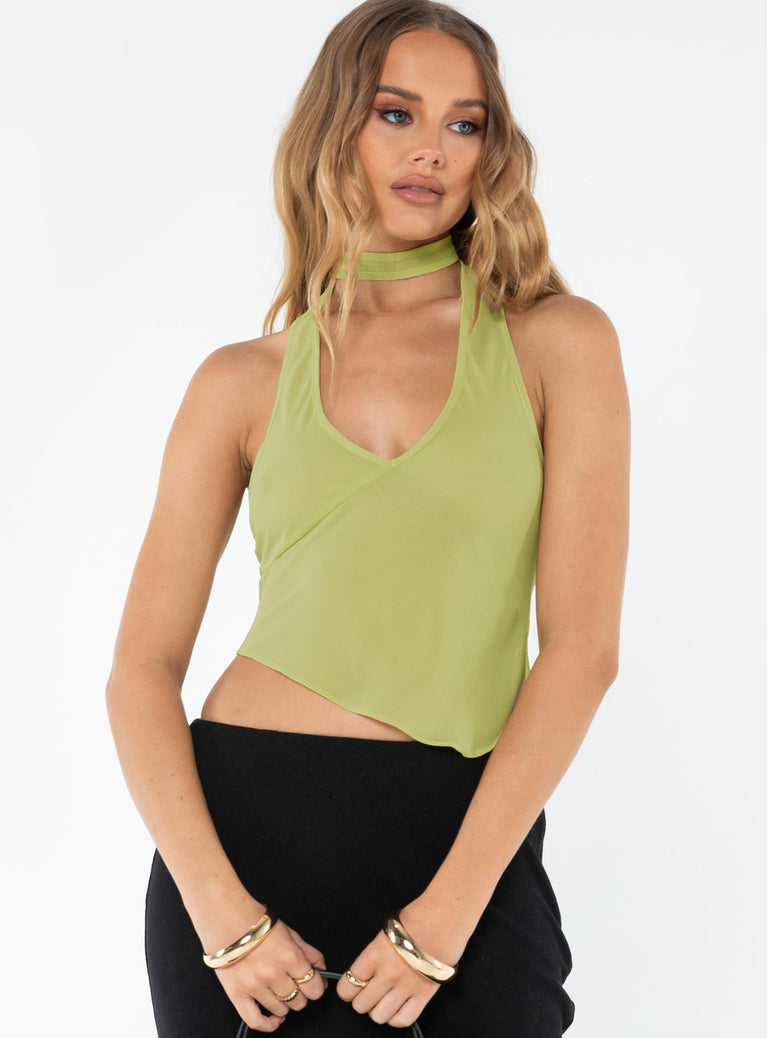 product Princess Polly Sleeveless Square Neck  Rendezvous Halter Top Lime