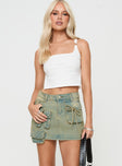   front view of model wearing Princess Polly Infinite Love Cargo Mini Skirt Washed Denim Mini Skirts 