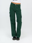 product Princess Polly High Waisted  Paige Mid Rise Cargo Jean Denim Green Tall