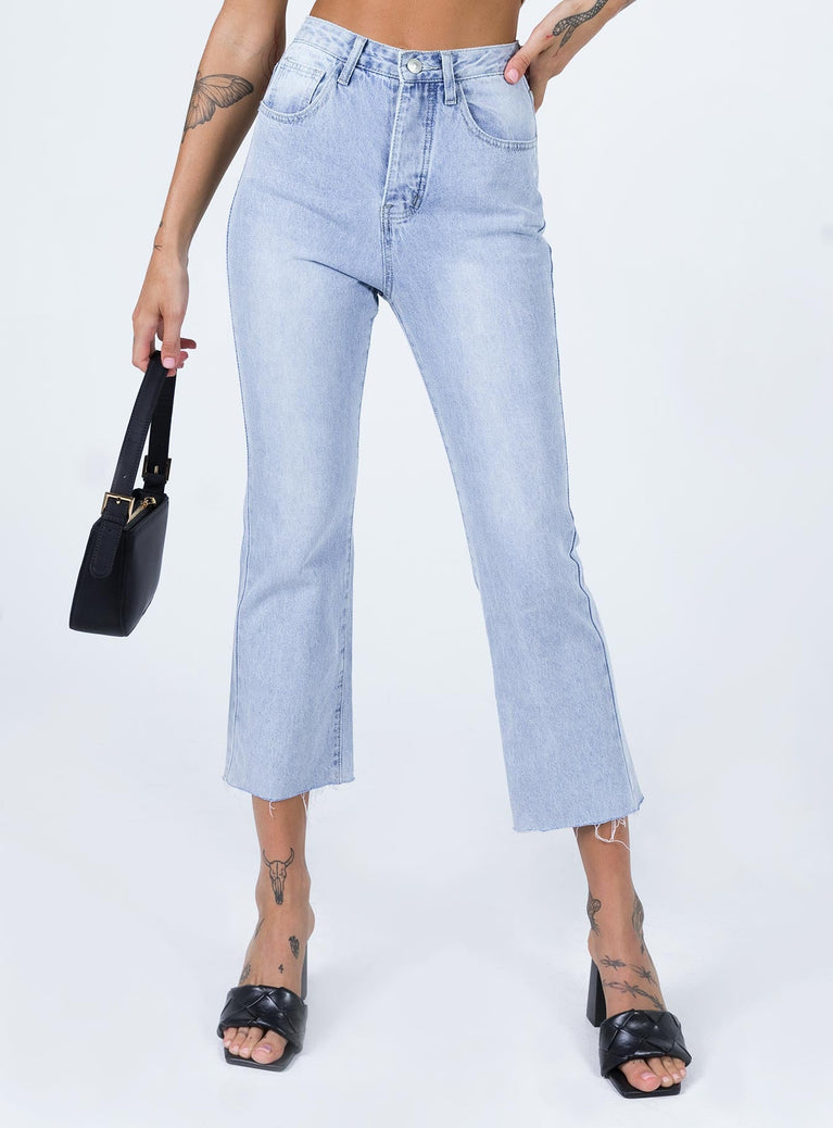 product Princess Polly High Waisted  Angela Cropped Jeans Light Wash Denim