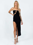 front view of model wearing Princess Polly Jaxon Midi Dress Black 