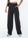 Front view of model wearing  front Princess Polly High Waisted Pants  Archer Pants Black Tall