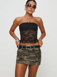   front view of model wearing Princess Polly Zakai Cargo Denim Mini Skirt Camo Mini Skirts 