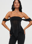 product Princess Polly Sleeveless Asymmetric Neckline  Wilka Off The Shoulder Top Black