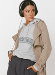 Princess Polly Hoodie Sweatshirt Collegiate Text Grey / Green