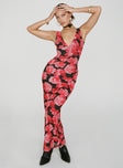 product Princess Polly High Neck  Lauers Maxi Dress Red Floral / Black